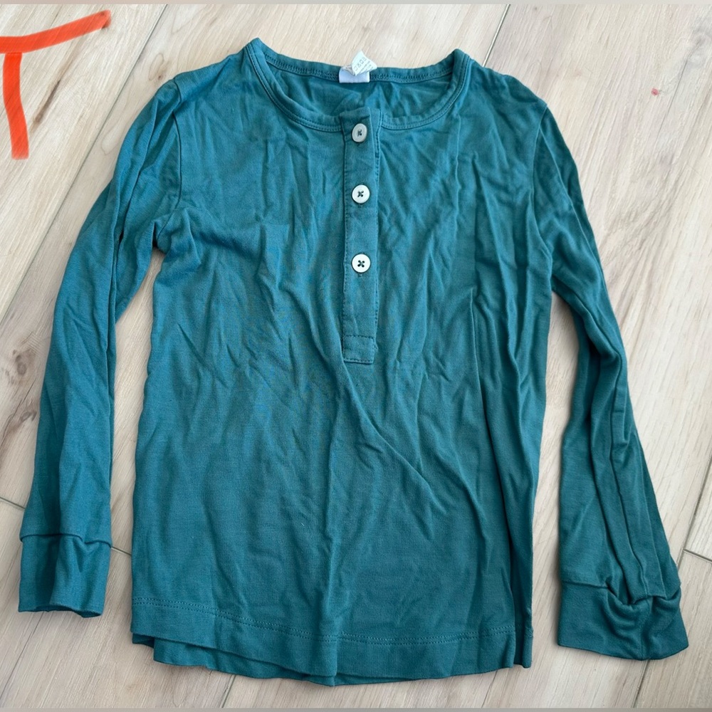 Kate Quinn Teal Long Sleeve Kids Tee Bamboo-Like material